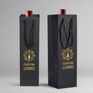 custom paper wine bags with reinforced bottle carrier