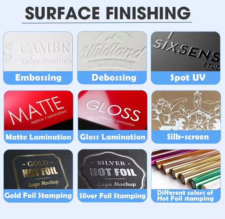 book cover surface finishing options