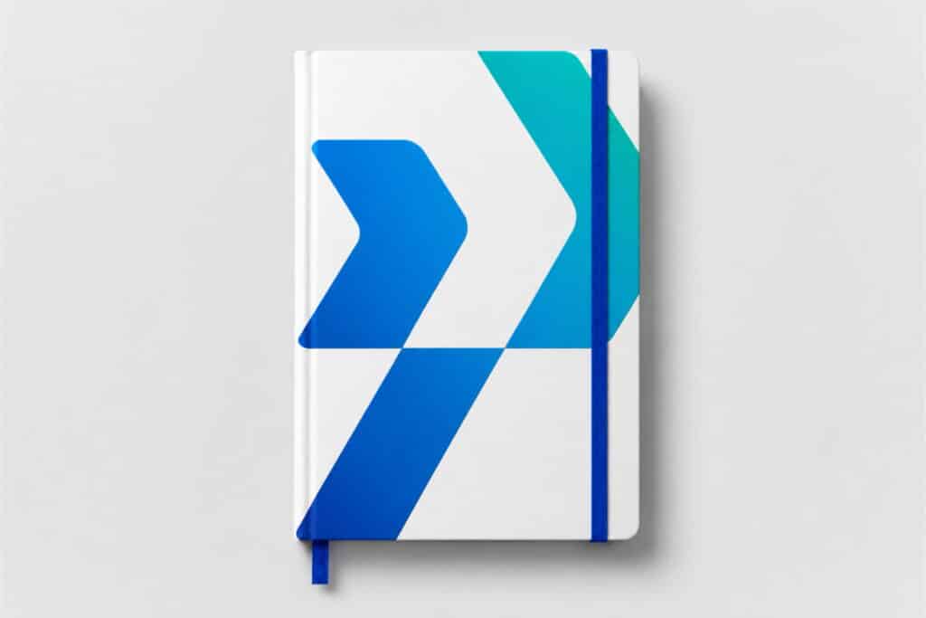 Custom notebook with elastic band and blue-green cover design