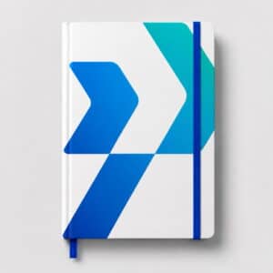 Custom notebook with elastic band and blue-green cover design
