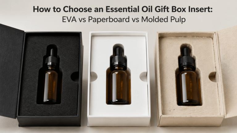 How to Choose an Essential Oil Gift Box Insert: EVA vs Paperboard vs Molded Pulp 1 EVA, paperboard and molded pulp inserts for essential oil gift boxes