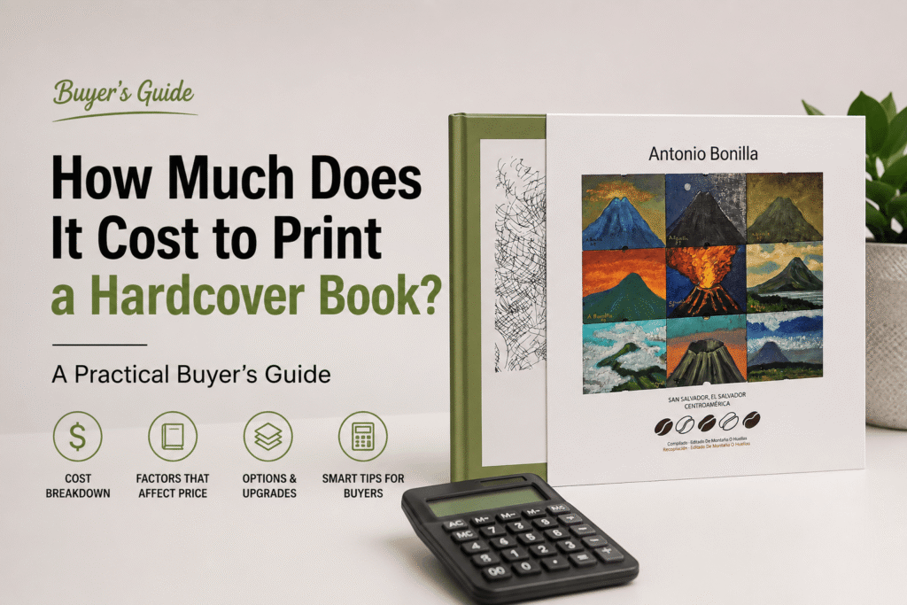 Hardcover book printing cost factors including paper, binding, foil and slipcase