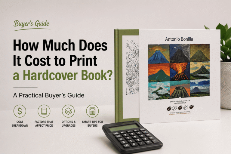 Hardcover book printing cost factors including paper, binding, foil and slipcase