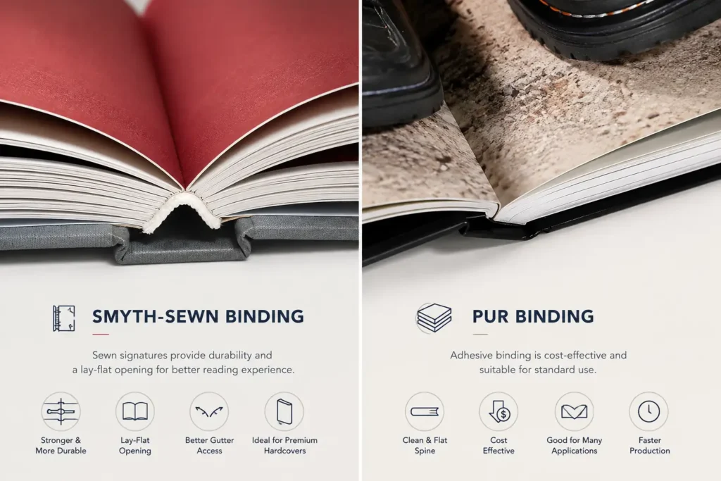 Hardcover Book Structure Explained: Case, Spine, Endpapers and Book Block 4 Opening behavior of Smyth sewn and PUR bound hardcover books