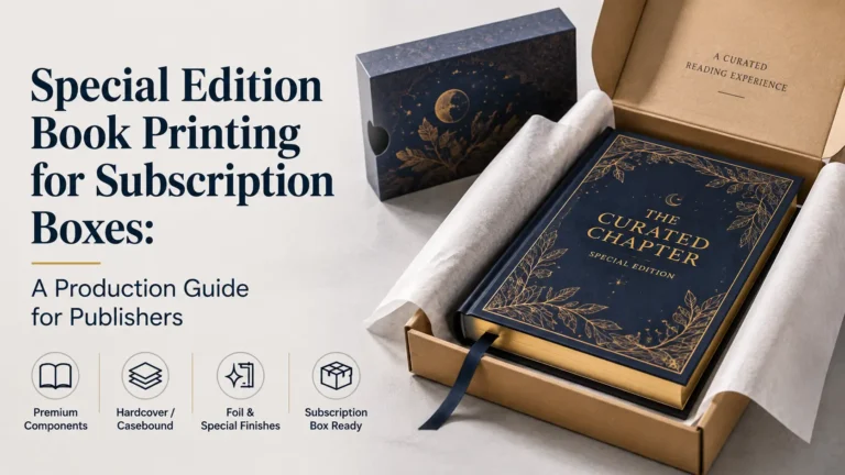 Special edition book printing for subscription boxes with printed edges, foil and slipcase