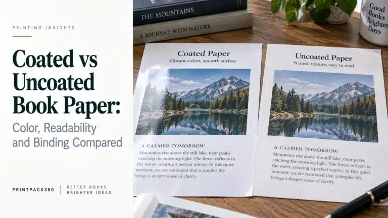 Coated vs Uncoated Book Paper: Color, Readability and Binding Compared 4 Coated and uncoated book paper compared with photographs and text