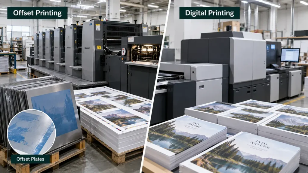 Offset vs Digital Book Printing: Choose by Specification, Not a Copy-Count Rule 2 Offset printing plates and a production digital printing press